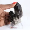 Cristal de quartz morion trapu du Brésil, spécimen minéral sur socle - 1