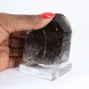 Quartz morion du Brésil, cristal noir naturel monté sur socle - 1
