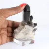 Cristal de quartz noir morion, origine Brésil, livré avec socle - 1