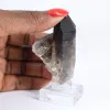 Mini cristal de quartz morion du Brésil, pierre noire sur socle - 1